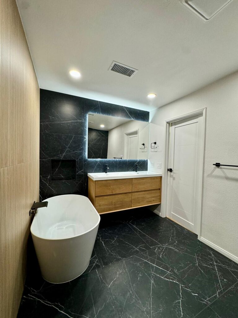 Master bathroom update with floating vanity