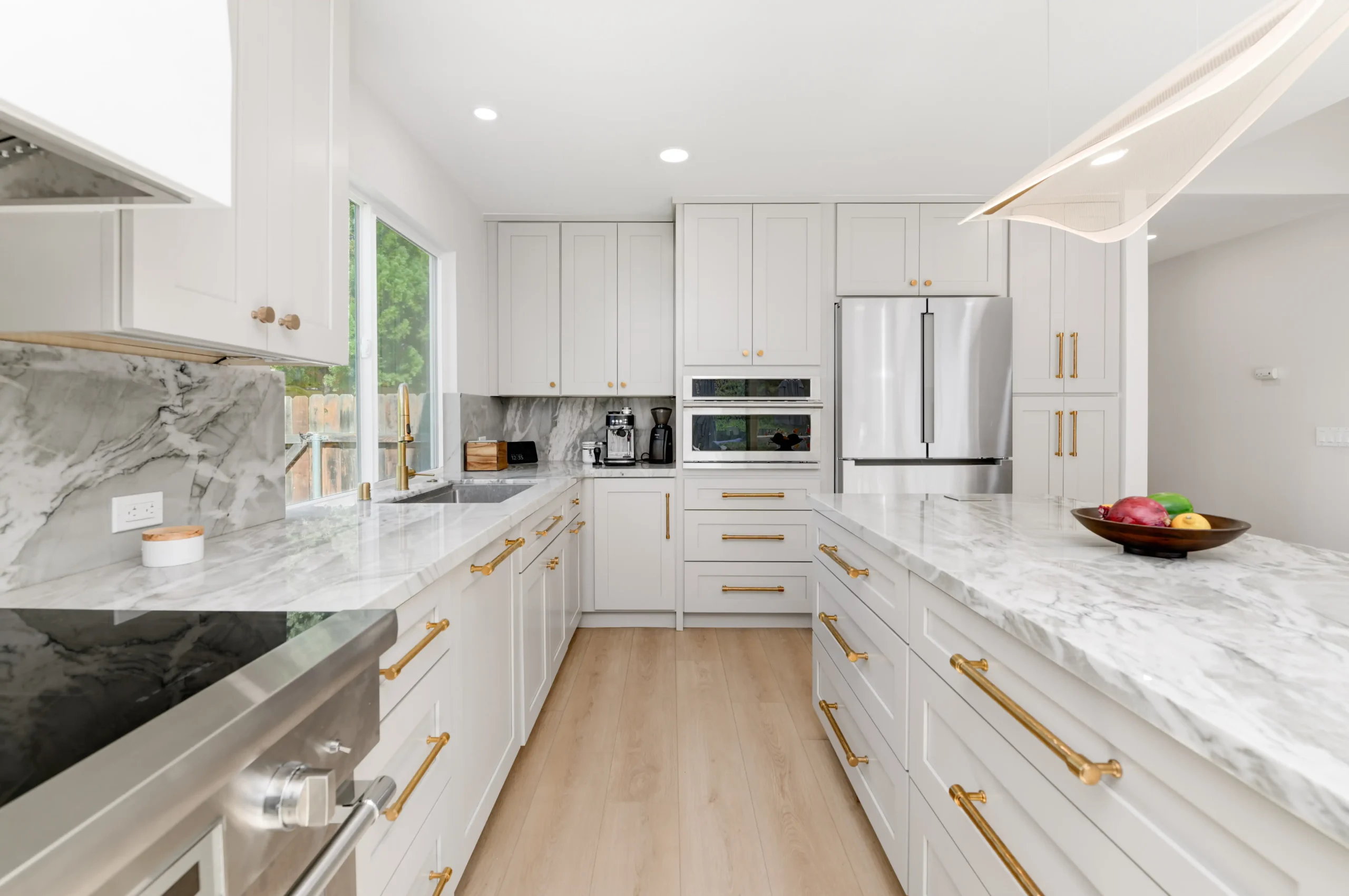 Full quartzite countertop and backsplash kitchen remodel Del Cerro San Diego 92120