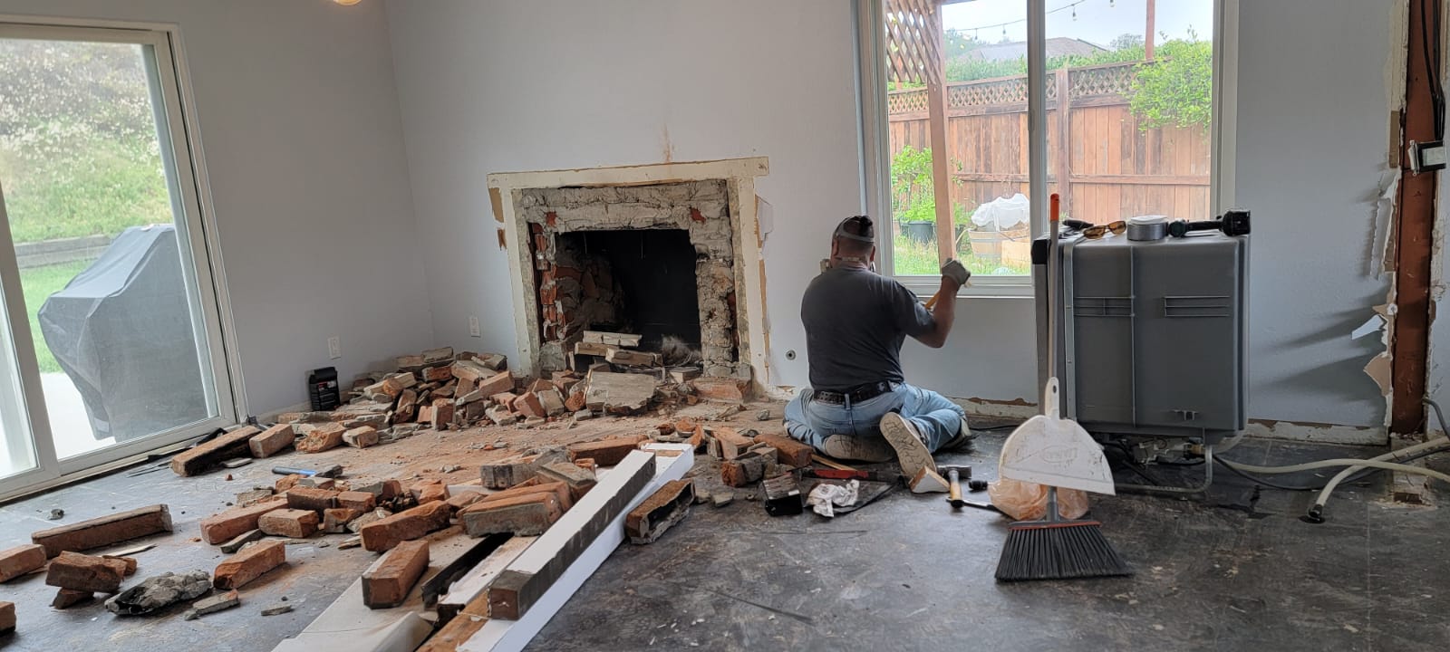 Fireplace and chimney demolition kitchen relocation Del Cerro San Diego 92120