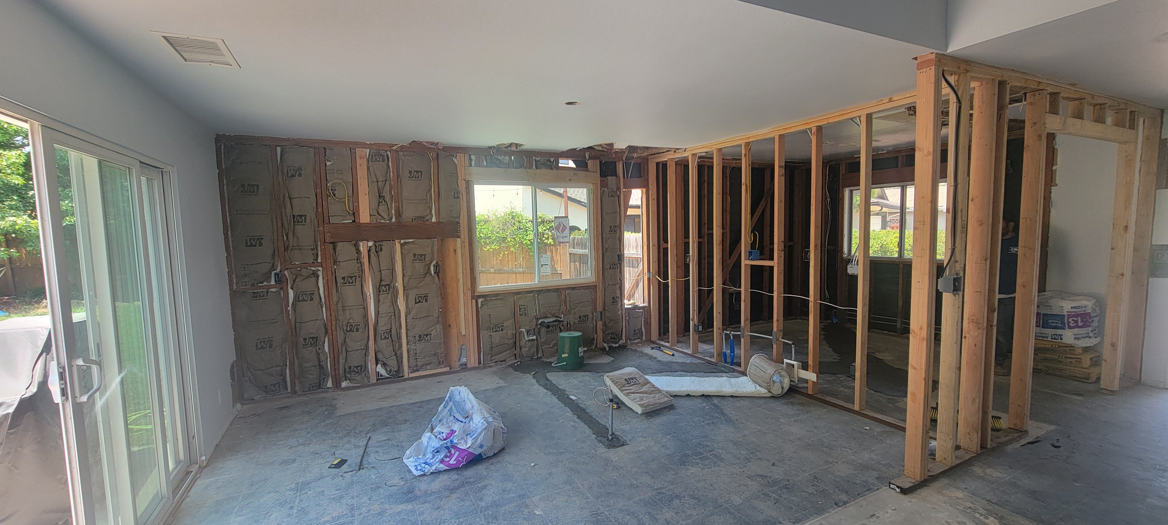 Framing and insulation new kitchen wall Del Cerro San Diego 92120