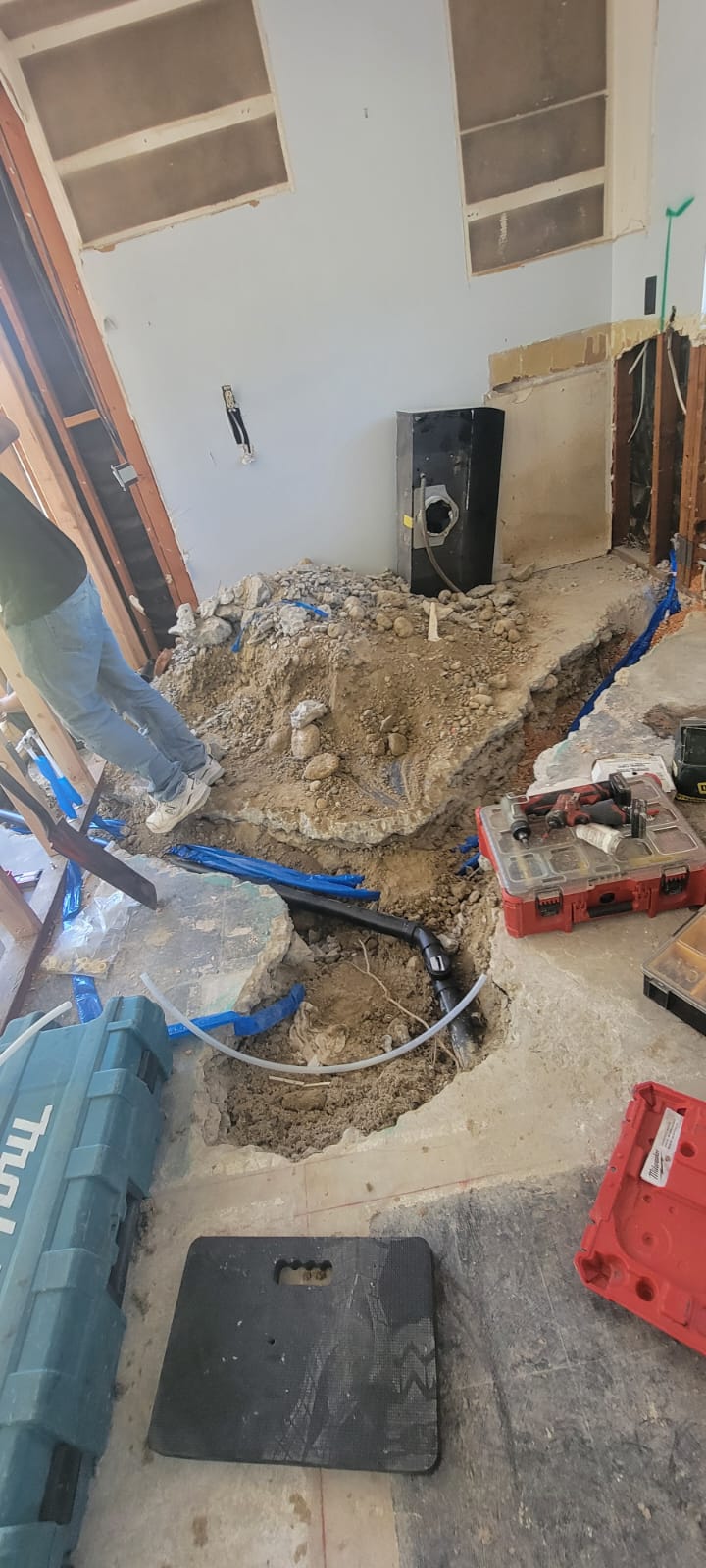 Concrete slab plumbing trenching for kitchen relocation Del Cerro San Diego 92120