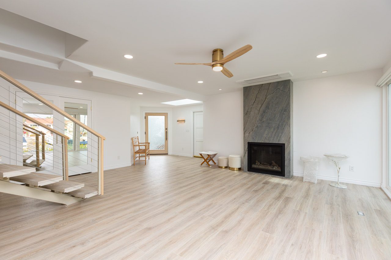 LVP flooring throughout open concept living space waterfront San Diego 92118